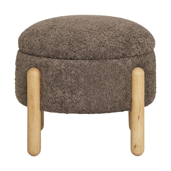 Pouf in tessuto bouclé marrone Medas - House Nordic