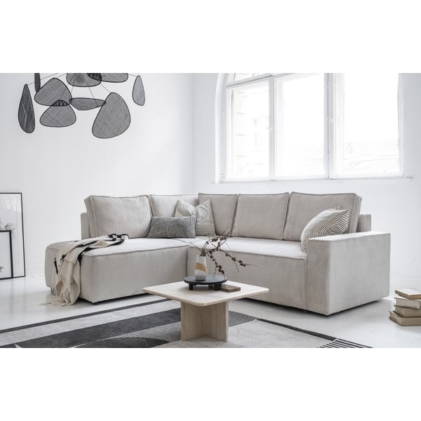 Divano letto angolare in velluto a coste bianco Brave Dave - Miuform-image-3