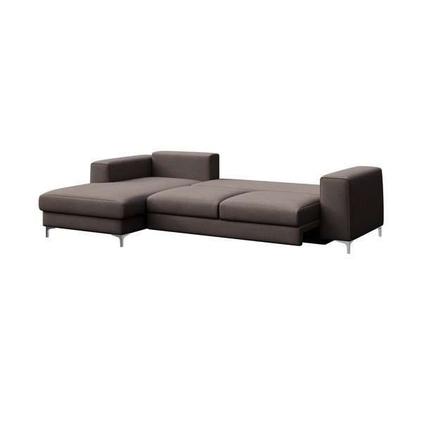 Divano angolare grigio tortora allungabile e con contenitore (con penisola a sinistra e chaise lounge) rivestito in velluto Rene – Rodier-image-3