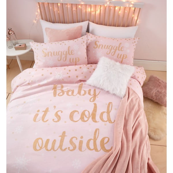 Biancheria da letto rosa con stampa "Baby It's Cold Outside" , 135 x 200 cm Baby its Cold Outside - Catherine Lansfield
