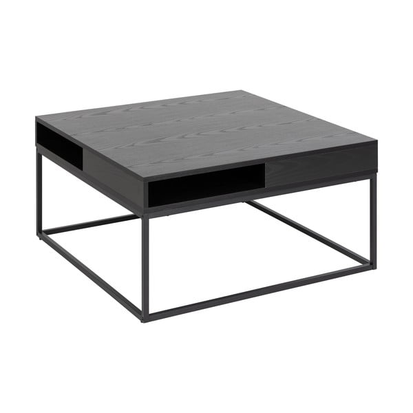 Tavolino da salotto nero con piano effetto frassino 80x80 cm Willford – Actona