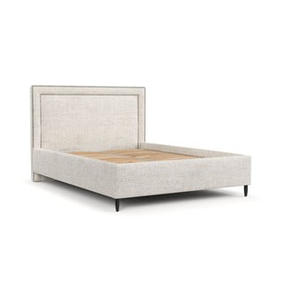 Letto matrimoniale imbottito crema con spazio contenitivo e rete 140x200 cm Baleine - Maison de Rêve