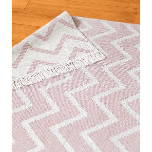 Tappeto in cotone bianco e rosa , 160 x 230 cm Duo - Oyo home-image-3