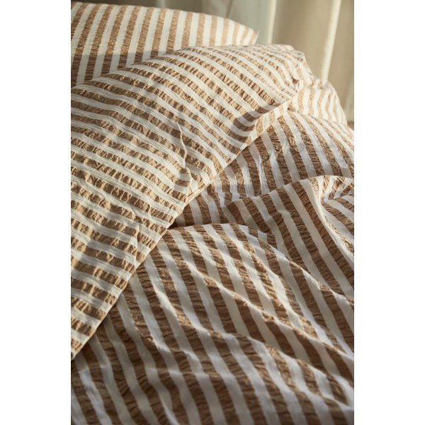 Biancheria da letto in crêpe bianca e beige per letto singolo 140x200 cm Bæk&Bølge - JUNA-image-3