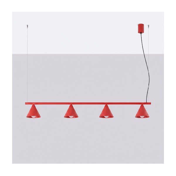 Lampadario rosso in acciaio Zylo – Sollux-image-3