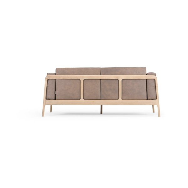 Divano in pelle di bufalo marrone chiaro con struttura in rovere massiccio, 180 cm Fawn - Gazzda-image-3