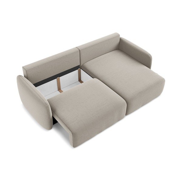 Divano angolare grigio tortora allungabile/con contenitore (con penisola a destra/con chaise lounge) con rivestimento in velluto Kalena – Makamii-image-4