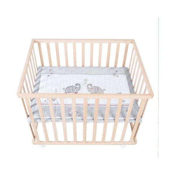 Lettino di colore naturale con ruote 100x75 cm Jumbo Twins – Roba-image-4