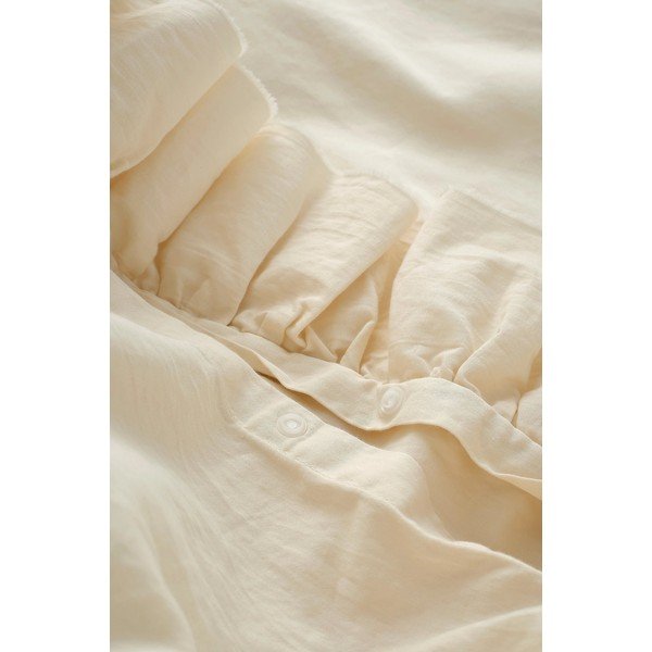Set copripiumino e federa color crema in raso di cotone per letto singolo 150x210 cm Gloria – Ellos Home-image-3