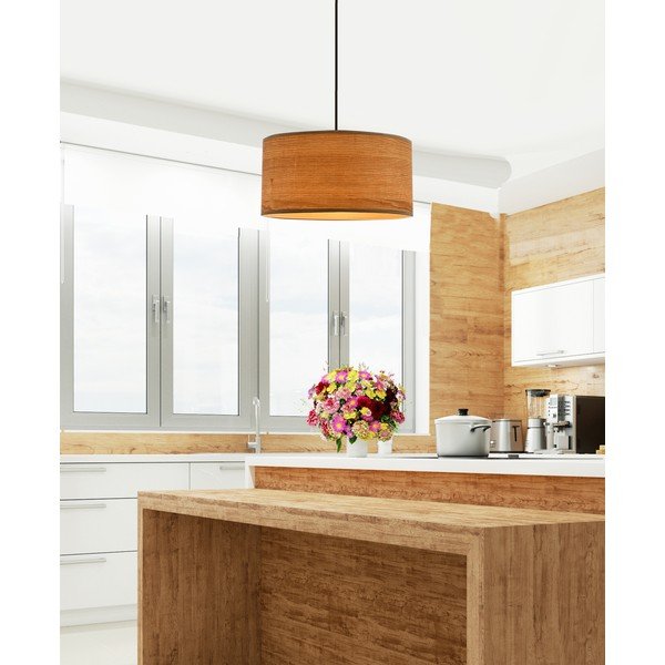 Lampada a sospensione marrone chiaro con paralume in rattan ø 30 cm Legno - Candellux Lighting-image-1