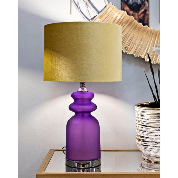 Lampada da tavolo gialla/viola con paralume in tessuto (altezza totale 57,5 cm) Milva Two – Mauro Ferretti-image-1