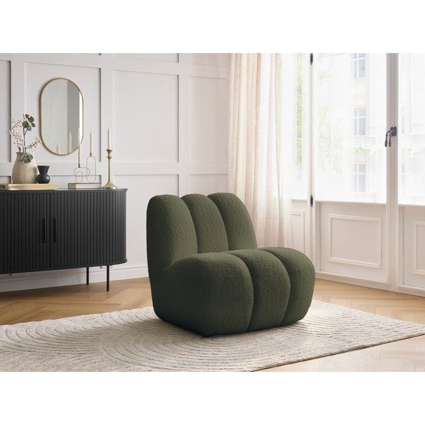 Poltrona verde con rivestimento in bouclé Janissaire – Bobochic Paris-image-1