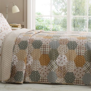 YAYIDAY Copriletto In Cotone Patchwork Floreale - Leggero Per Letto King Size - Con 2 Federe - Stile Rustico - 3
