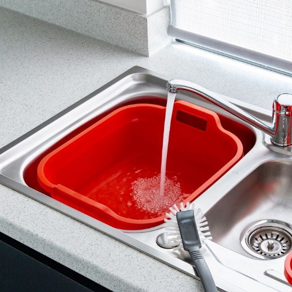 Lavorazione in plastica blu scuro con due manici , 39 x 32 x 14 cm - Addis-image-2