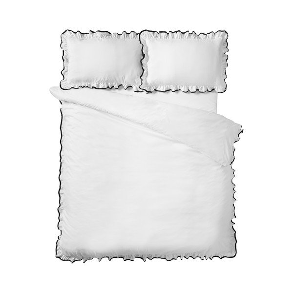 Set copripiumino e federa bianco per letto matrimoniale 3 pezzi 200x200 cm So Soft Mono Frill – Catherine Lansfield