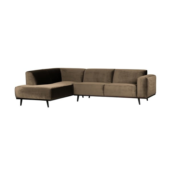 Divano angolare grigio/marrone (con penisola a sinistra/a L) con rivestimento in velluto Statement – WOOOD-image-1