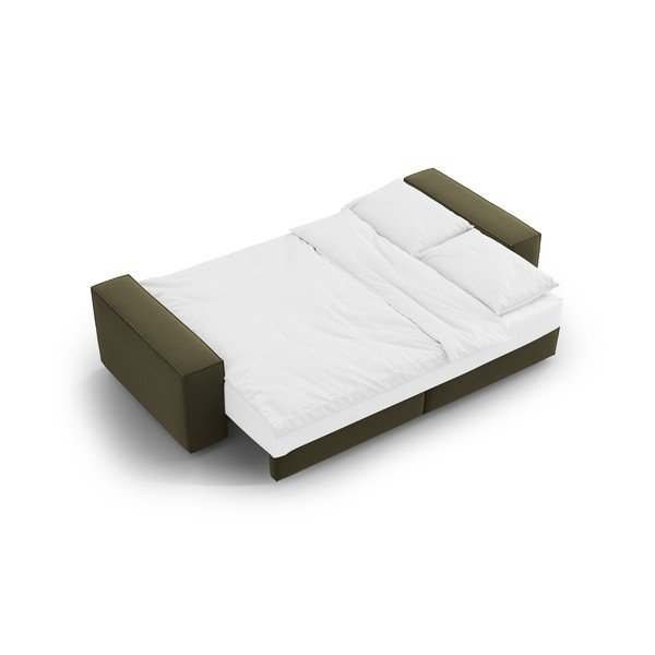 Divano verde allungabile/con contenitore con rivestimento in velluto 247 cm Jodie – Micadoni -image-4
