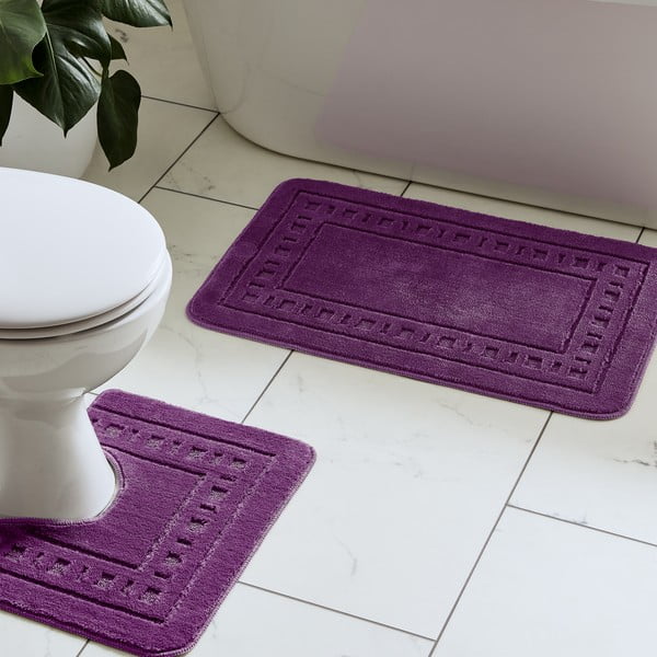 Set di tappetini per il bagno viola scuro 2 pz per WC 50x80 cm Armoni – Catherine Lansfield-image-1