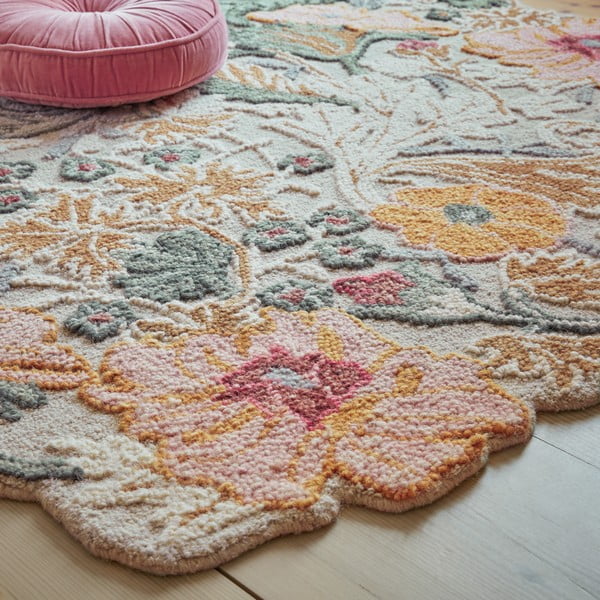Tappeto in lana rosa chiaro tessuto a mano 120x170 cm Daphne Shaped Floral - Flair Rugs-image-2