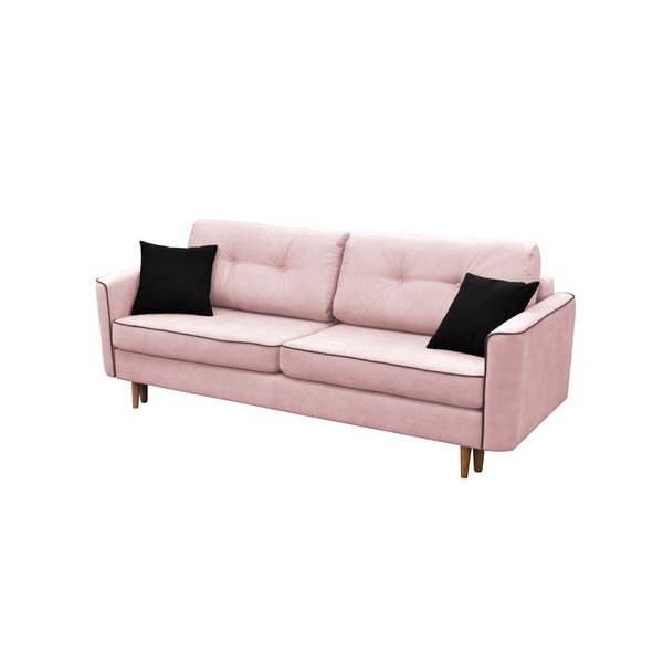 Divano letto rosa a tre posti con gambe chiare Ivy - Mazzini Sofas-image-1
