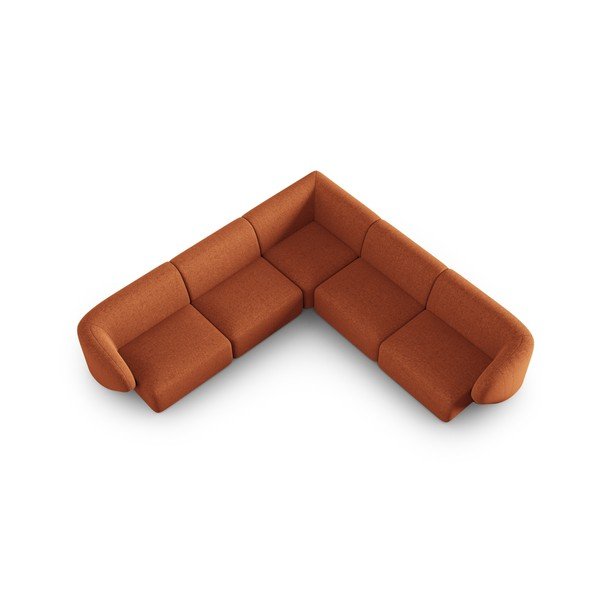 Divano angolare color terracotta con rivestimento in ciniglia Paolo – Milo Casa-image-1