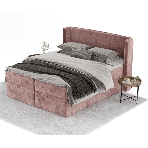 Letto boxspring rosa con spazio contenitivo 180x200 cm Passion - Maison de Rêve-image-2