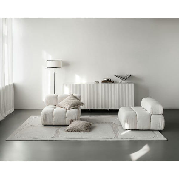 Tappeto in lana grigio chiaro 133x190 cm Morphic Organica - Agnella-image-2