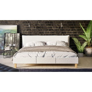 Letto matrimoniale imbottito crema con griglia 180x200 cm Tina - Ropez