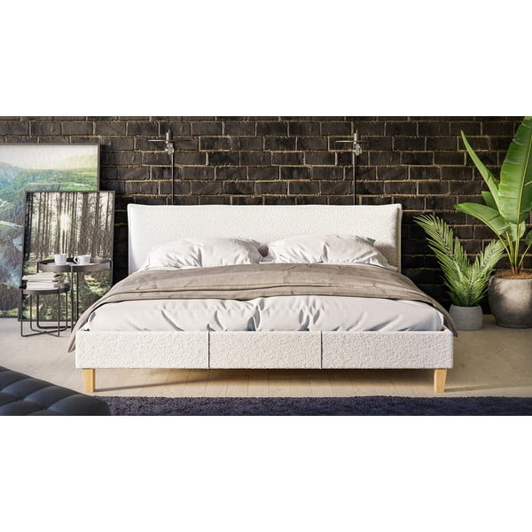 Letto matrimoniale imbottito crema con griglia 180x200 cm Tina - Ropez-image-1