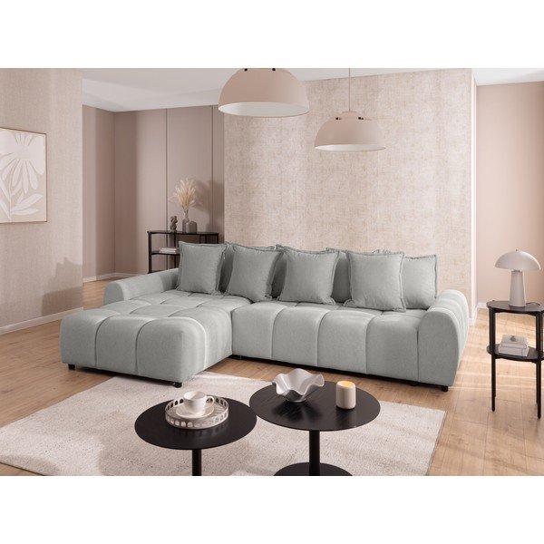 Divano angolare grigio chiaro (con penisola a sinistra/con chaise lounge) Albane  – Ropez-image-1