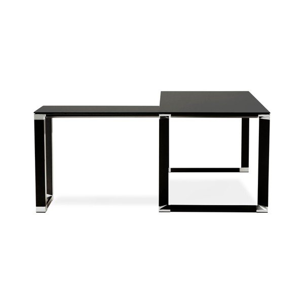 Scrivania angolare nera con piano in vetro Warner - Kokoon-image-1