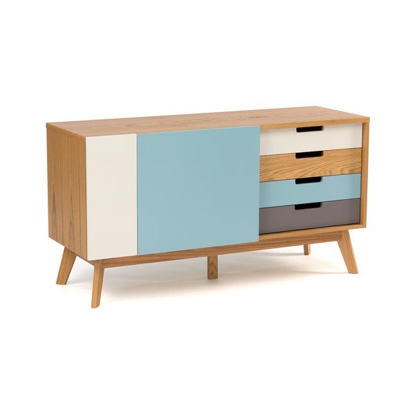 Comò con dettagli blu Chaser - Woodman-image-3