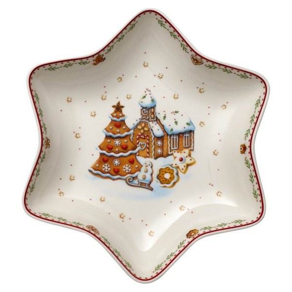 Ciotola da portata in porcellana rossa e bianca con motivo di stelle natalizie Villeroy & Boch , 24,5 x 24,5 cm Gingerbread Village - Villeroy&Boch-image-3