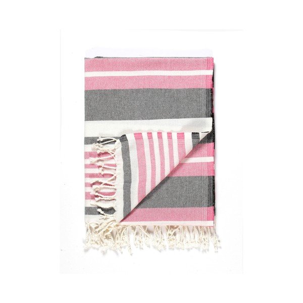 Asciugamano rosa-grigio in misto cotone Linea Rosa-Grigio, 100 x 180 cm Cotton Collection - Kate Louise-image-3