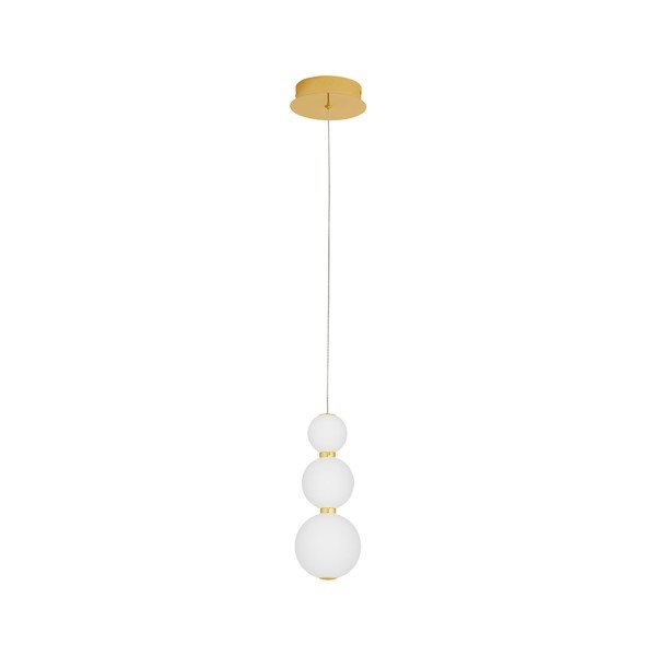 Lampadario LED bianco/dorato in metallo con paralume in vetro ø 10 cm Perla – Nova Luce