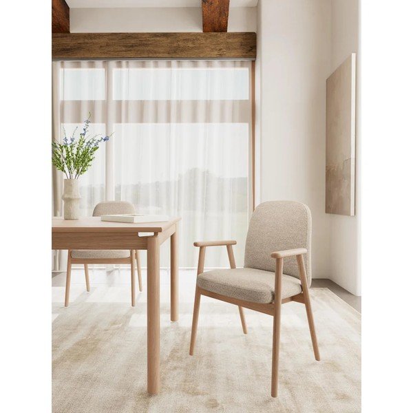 Sedie da pranzo in set beige imbottito con braccioli 2 pz Calvin – Actona-image-2