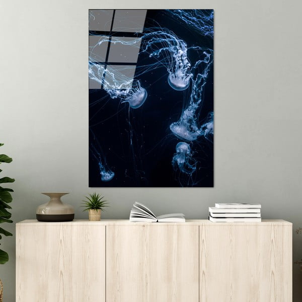 Pittura su vetro 70x100 cm Jelly Fish - Wallity-image-1