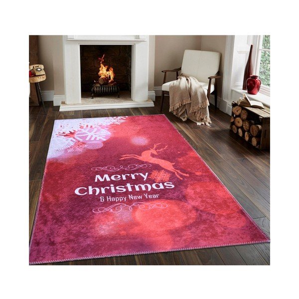 Červený koberec Vitaus Christmas, 80 x 120 cm