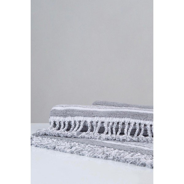 Tappeto da bagno in cotone grigio, 60 x 90 cm Martil - Foutastic-image-3