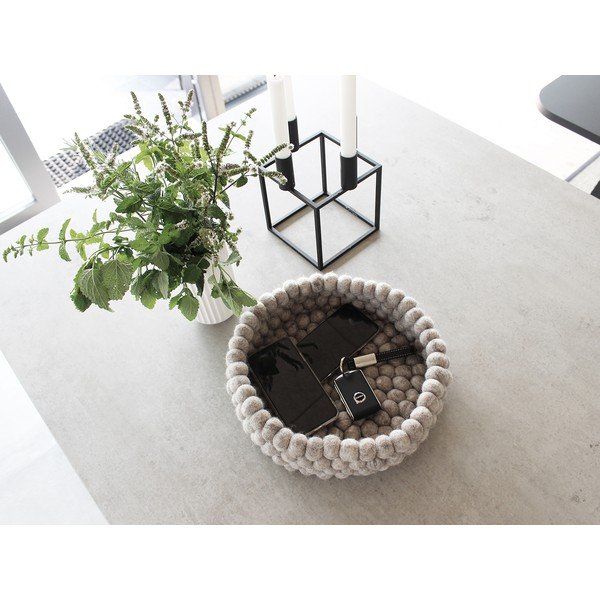 Cestino portapalloni in lana marrone sabbia Cestino portapalloni, ⌀ 28 cm - Wooldot-image-1