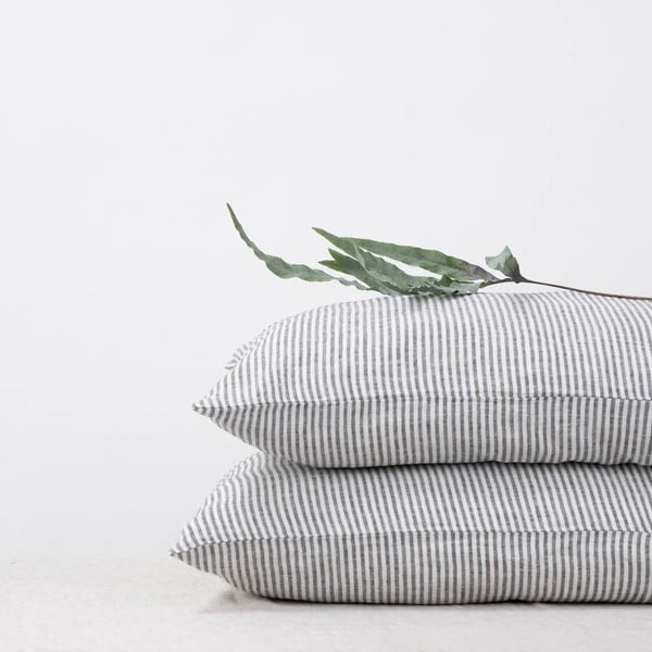 Federa di lino 70x90 cm Thin Black Stripes - Linen Tales