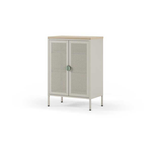 Armadietto color crema/di colore naturale in metallo 70x100x40 cm Sayla – Marckeric-image-4