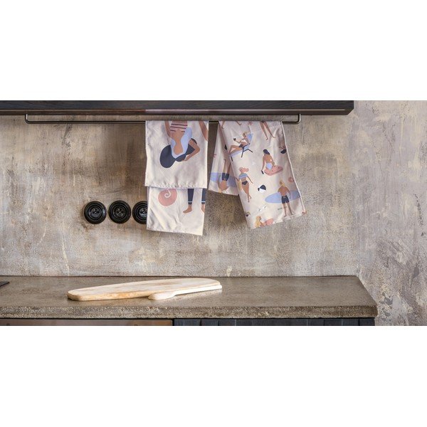 Set di 2 asciugamani da cucina in cotone beige, 50 x 70 cm Beach Life - Butter Kings-image-1