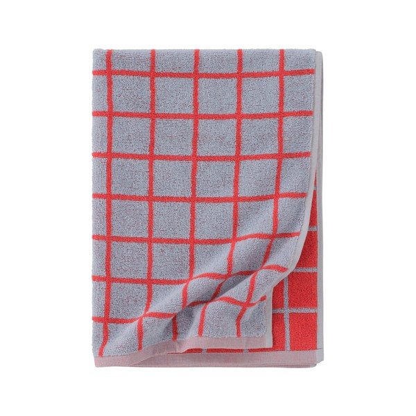Asciugamano rosso/azzurro in cotone 50x70 cm Grid – Jotex