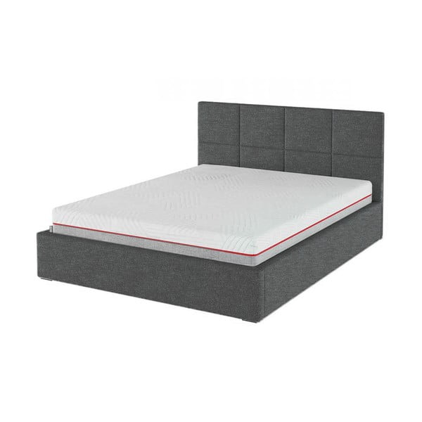 Letto matrimoniale imbottito color antracite con contenitore con rete inclusa 180x200 cm Bufo – MESONICA-image-2