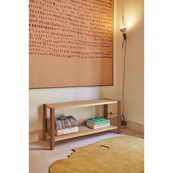 Scaffale color mattone/colore naturale chiaro con effetto rovere 126x59x43 cm Bona – Teulat-image-1