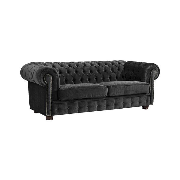 Divano nero Norwin Velvet, 174 cm - Max Winzer