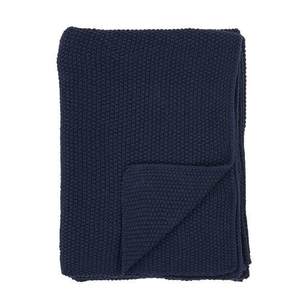 Coperta blu scuro in cotone riciclato 130x170 cm Santos – House Nordic