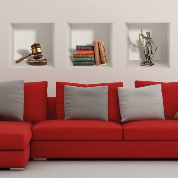 Set di 3 adesivi murali 3D Giustizia - Ambiance