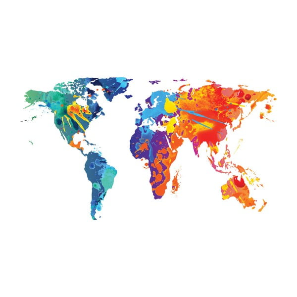 Decalcomania murale Decalcomania murale Mappa dei Mondi Design Acquerello, 60 x 105 cm - Ambiance-image-2